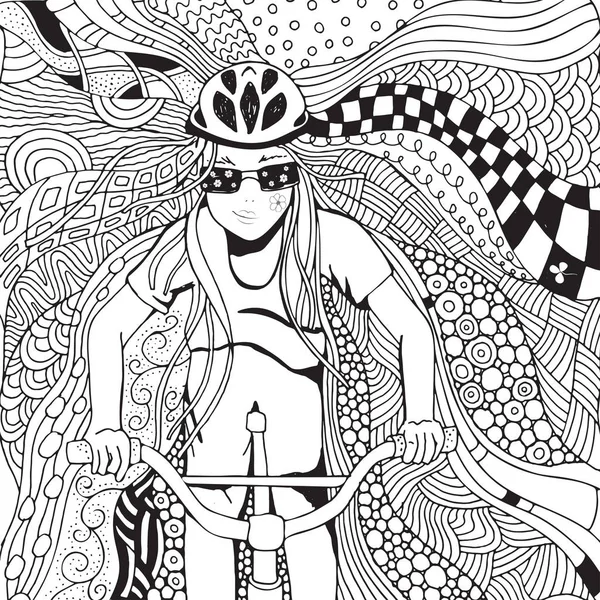 Mladá dívka na koni bike — Stockový vektor