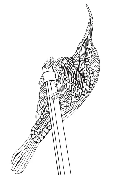 Pássaro bonito e lápis — Vetor de Stock