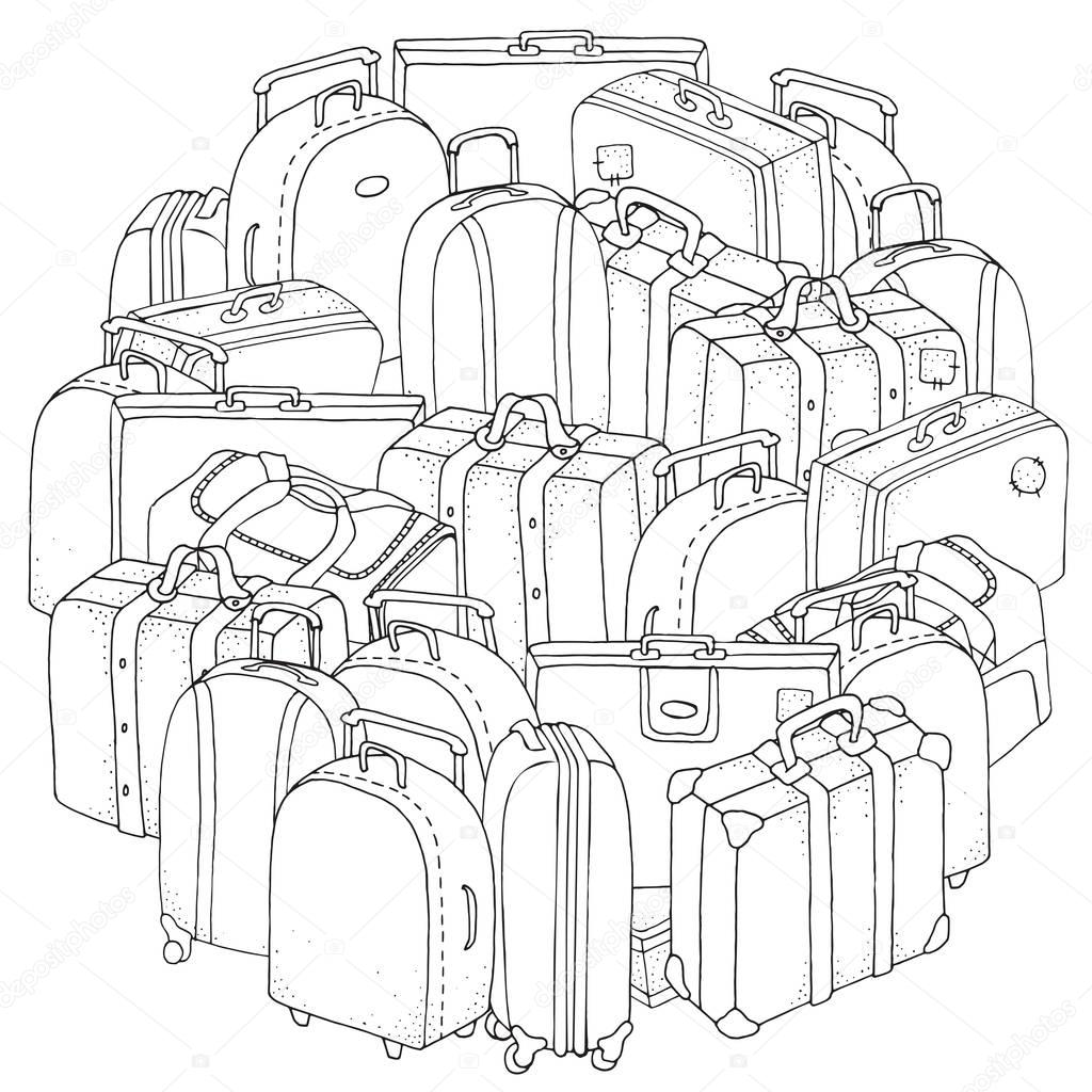 set of bags and suitcases