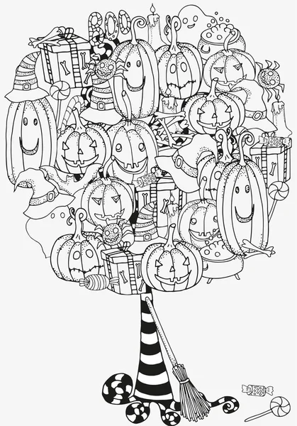 Halloween Pattern for coloring book. — Stock Vector