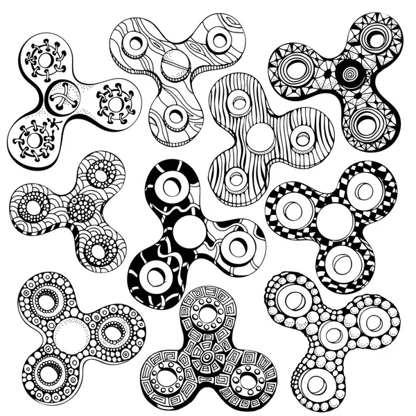 Set fidget spinners. — Stockvector