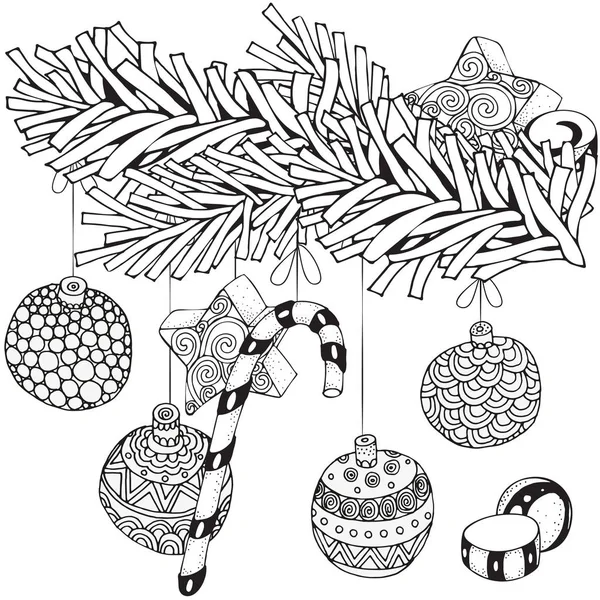 Χειμώνα μοτίβο με Χριστουγεννιάτικο δέντρο υποκατάστημα — Διανυσματικό Αρχείο