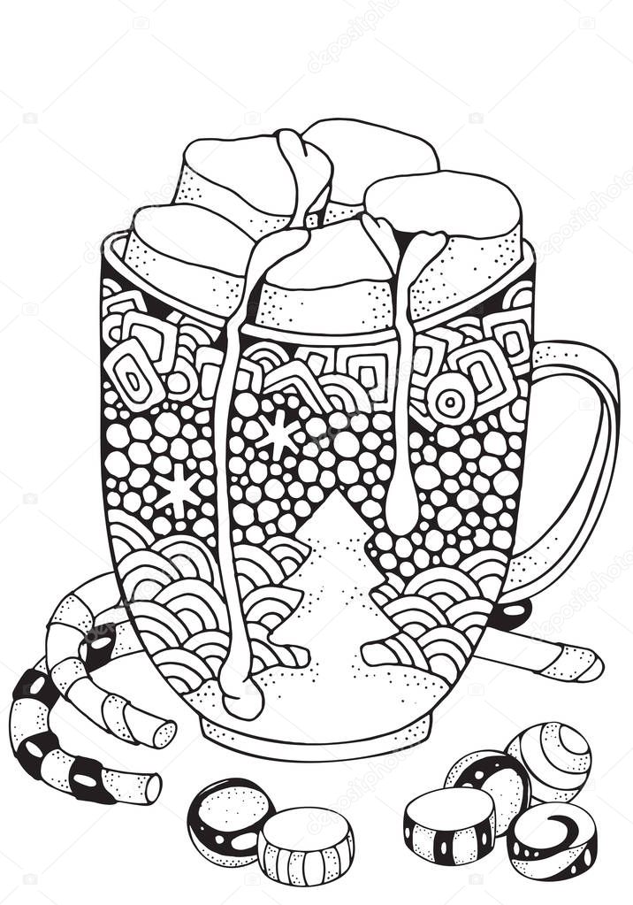 Download Hot Chocolate Mug Template Printable Sketch Coloring Page