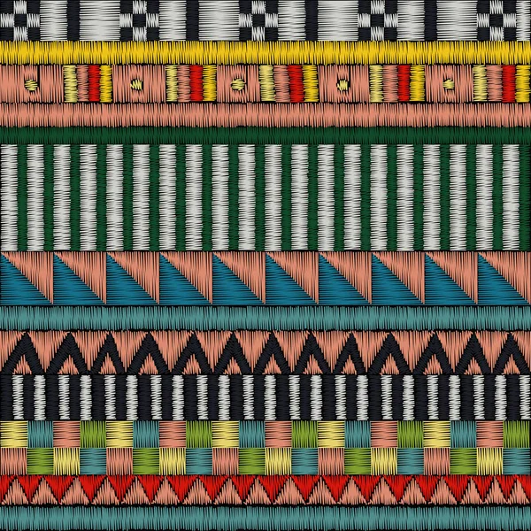 Bordado Patrón Sin Costura Adorno Colorido Para Textiles Decoración Para Vector de stock