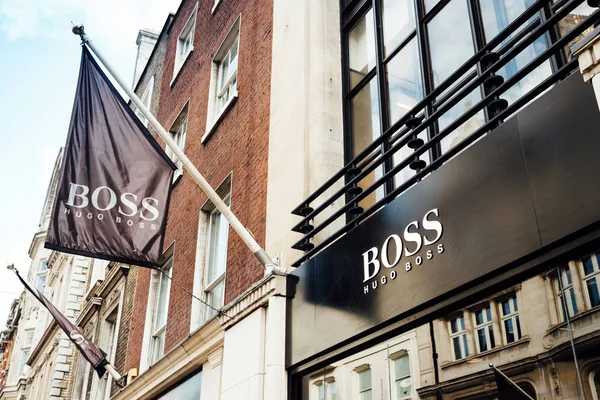 Signboard of Hugo Boss shop — Stock Photo, Image
