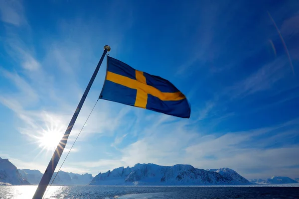 Bandera de Suecia con cielo azul —  Fotos de Stock
