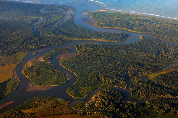 Sungai Tropic Costa Rica Corcovado Danau Dan Sungai Pandangan Dari — Stok Foto