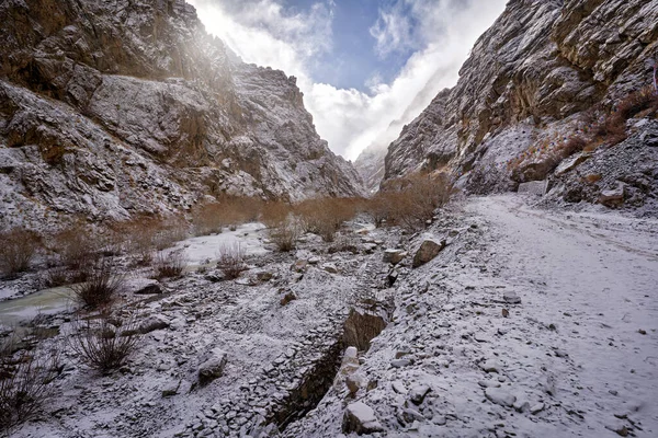 Road Rumbak Valley Yarutse Hemis Ladak India River Snow Winter — Stock Photo, Image