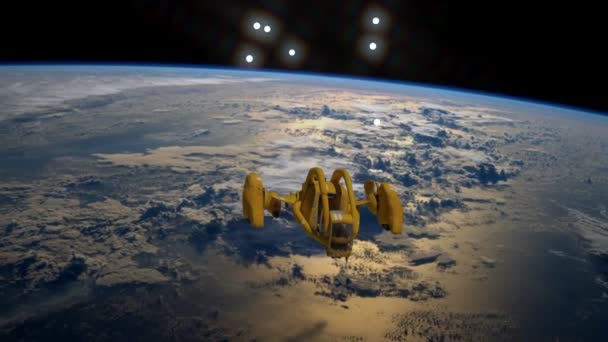Arrivée / Le croiseur spatial arrive en orbite. Il est accueilli par un remorqueur orbital. (images NASA utilisées )