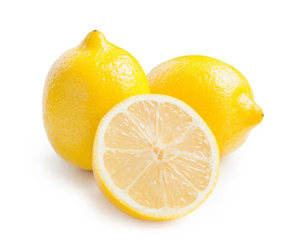 Beyaz arkaplanda izole edilmiş limonlar — Stok fotoğraf