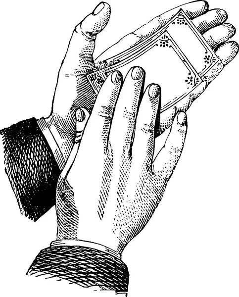 Vintage mano imagen con tarjeta —  Fotos de Stock