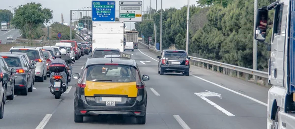 스페인 고속도로에서 교통 체증 스톡 이미지