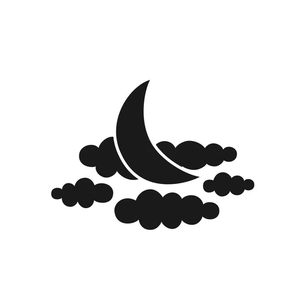 Waktu untuk tidur ikon. Bulan dan awan. Vektor - Stok Vektor