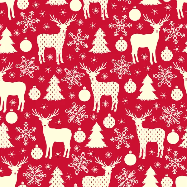 Rode winter Kerstmis naadloze patroon. Vector achtergrond — Stockvector