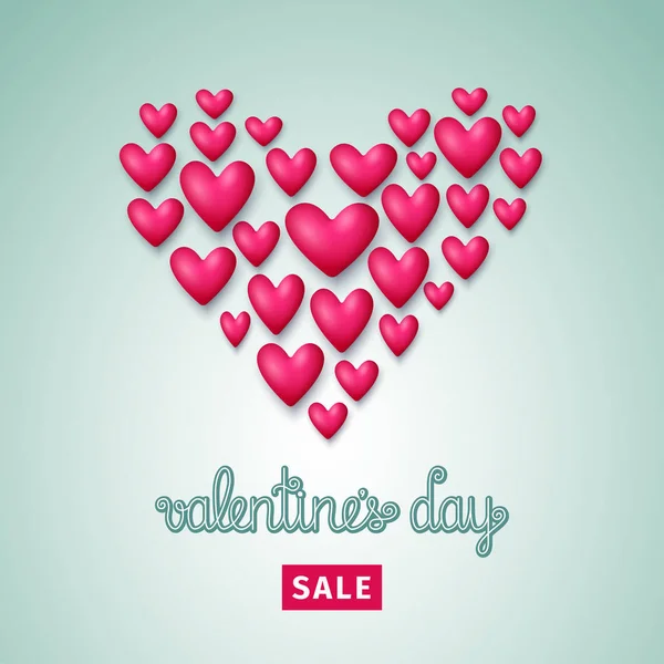 Aftelkalender voor Valentijnsdag-autoverkoop met hart. Vector illustratie eps 10. — Stockvector