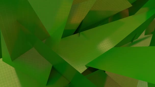 Hintergrund aus grünen Dreiecken mit einer Textur aus Maschen — Stockvideo