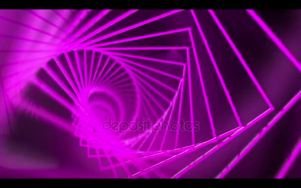 Spiralhintergrund aus rosa Quadraten und Lichtstrahlen — Stockvideo