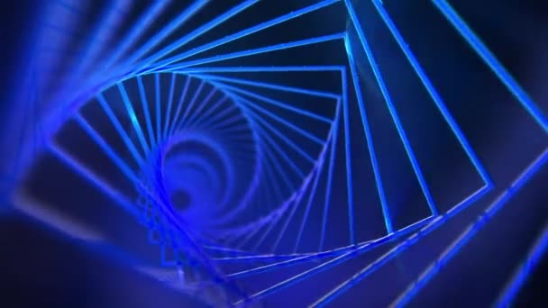 Sfondo a spirale di quadrati blu e raggi di luce — Video Stock