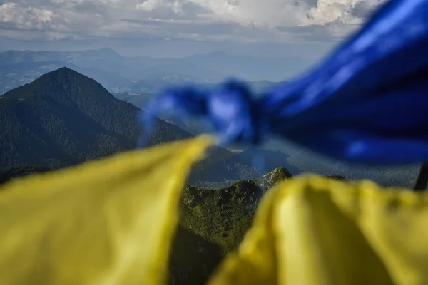 Dağlar ve Ukrayna bayrağı