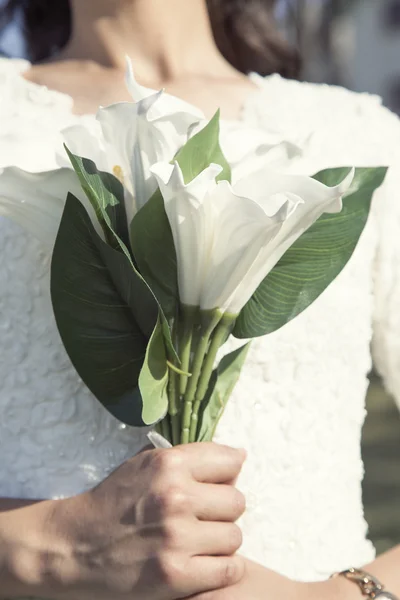 Noiva Com Buquê Flores — Fotografia de Stock