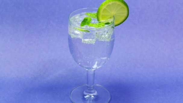 Fresh Drink Lemon Mint Glass Freshness Cocktail Mint Ice Lime — Stock Video