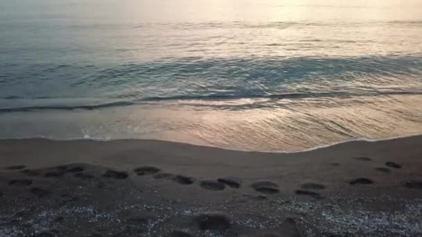 Shot Beautiful Summer Sunset Beach Sunset Sea Drone Footage Drone — Stock Video