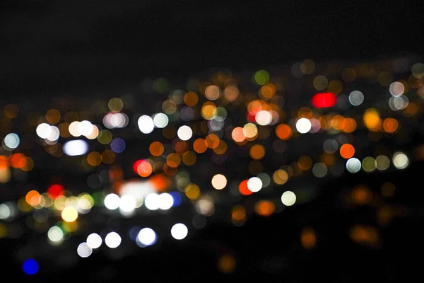 Nacht Stadt Straßenlaternen Hintergrund Und Straßenlaternen Verschwimmen Bokeh — Stockfoto