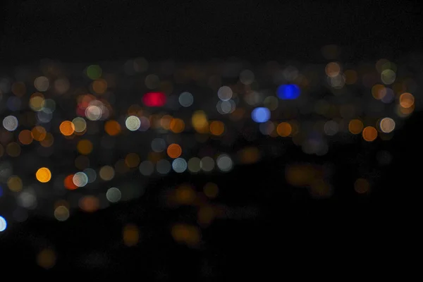 Nacht Stadt Straßenlaternen Hintergrund Und Straßenlaternen Verschwimmen Bokeh — Stockfoto