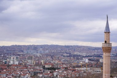 Ankara, Türkiye - 29 Şubat 2020: Hareket kaybı, Ankara 'nın Panoramik görünümü. Ankara Kalesi