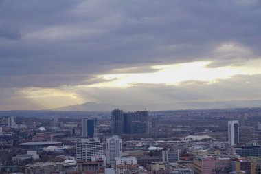 Ankara, Türkiye - 29 Şubat 2020: Hareket kaybı, Ankara kentinin panoramik manzarası. Ankara Türkiye 'nin başkenti Ankara Kalesi 