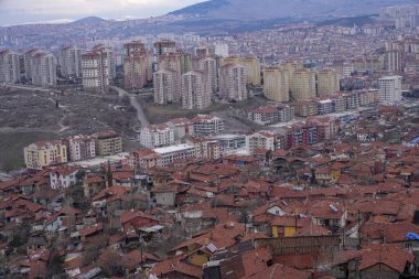 Ankara, Türkiye - 29 Şubat 2020: Hareket kaybı, Ankara kentinin panoramik manzarası. Ankara Türkiye 'nin başkentidir