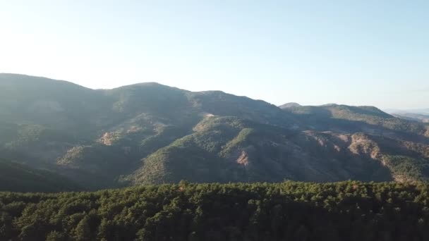 Lesní Horská Krajina Vrchol Hory Východ Slunce Mraky — Stock video