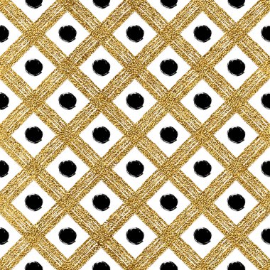 Grunge seamless modeli altın siyah diyagonal çizgili ve daire