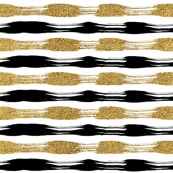 Seamless pattern of gold and black lines — Stock Vector