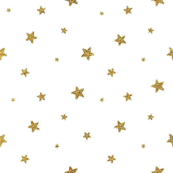 Гранж бесшовный рисунок из золотых блестящих звезд — стоковый вектор