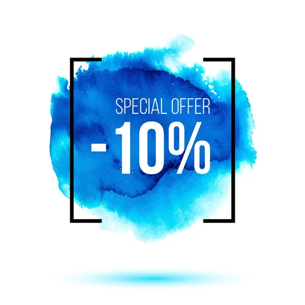 Oferta especial de venda em fundo aquarela azul — Vetor de Stock