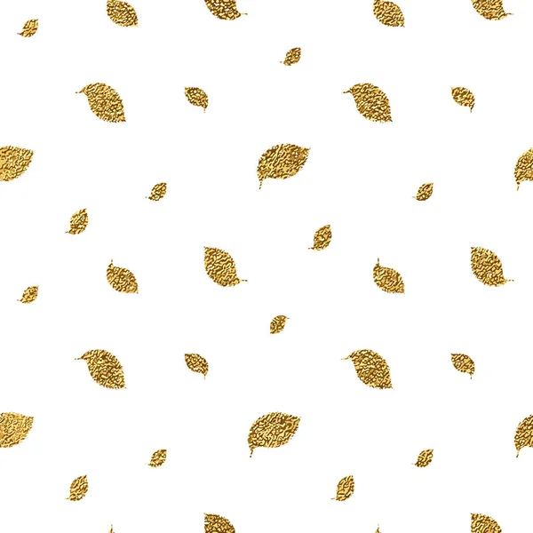 Zlatý třpyt podzimní listí vzor bezešvé — Stockový vektor