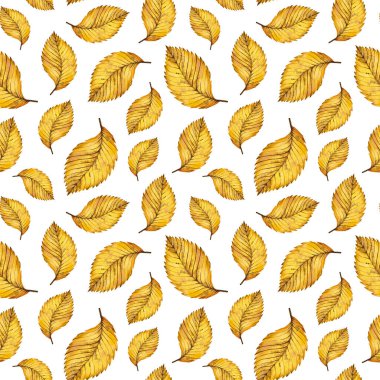 Sulu Boya Dikişsiz desen sonbaharın sarı yaprakları