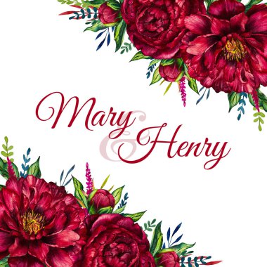 Şakayık ile suluboya tebrik kartı