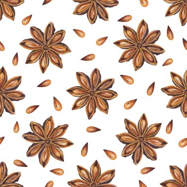 Dikişsiz desen suluboya yıldız anason