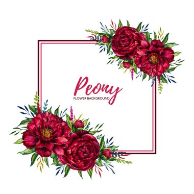 Suluboya Şakayık ile kare çerçeve