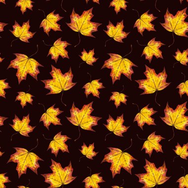 El suluboya düşen yaprak akçaağaç sonbahar arka plan boyalı