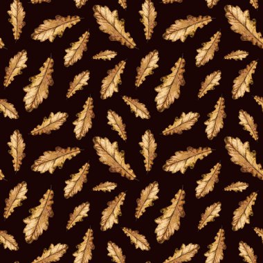 Sulu Boya Dikişsiz desen sonbahar yaprakları meşe