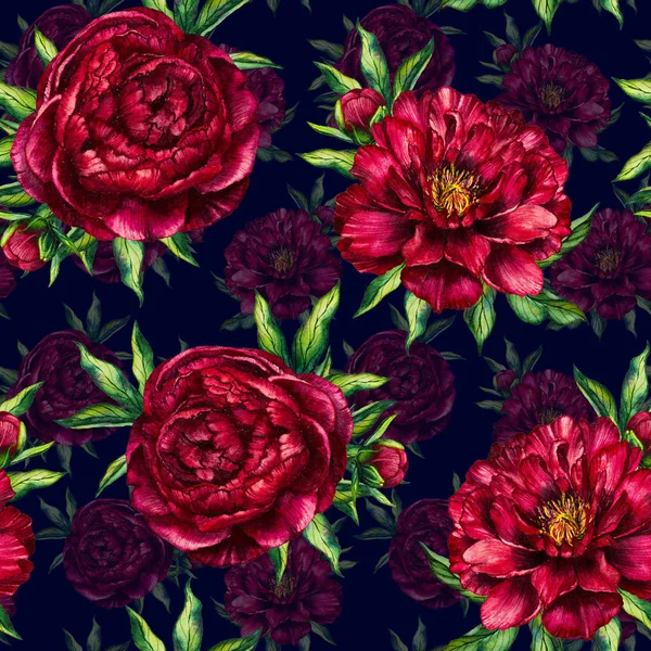 Padrão floral aquarela peônia — Fotografia de Stock