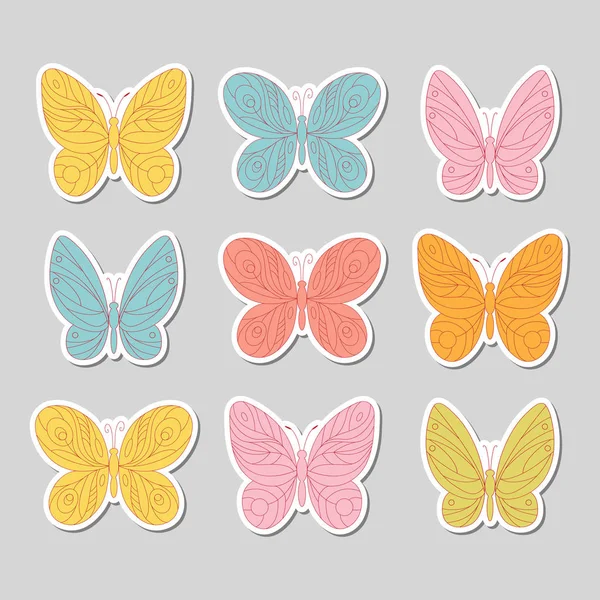 Conjunto de mariposas. ilustración vectorial. — Vector de stock