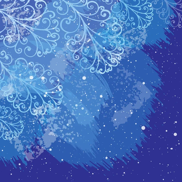 Winter Christmas background with hand drawn elements. Vector illustration on blue background. — Stock Vector