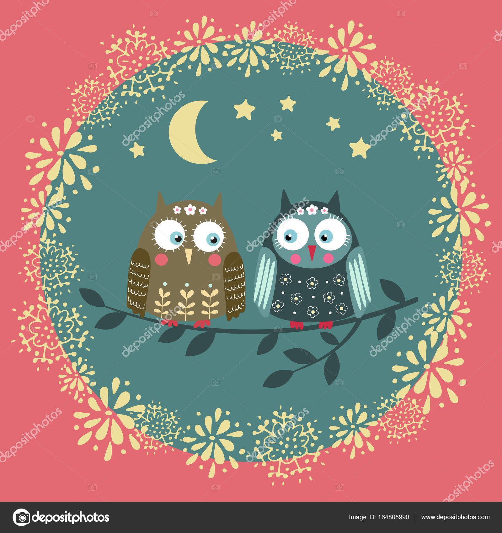 フクロウ 面白いベクトル イラスト カード ストックベクター C Nataliajudina