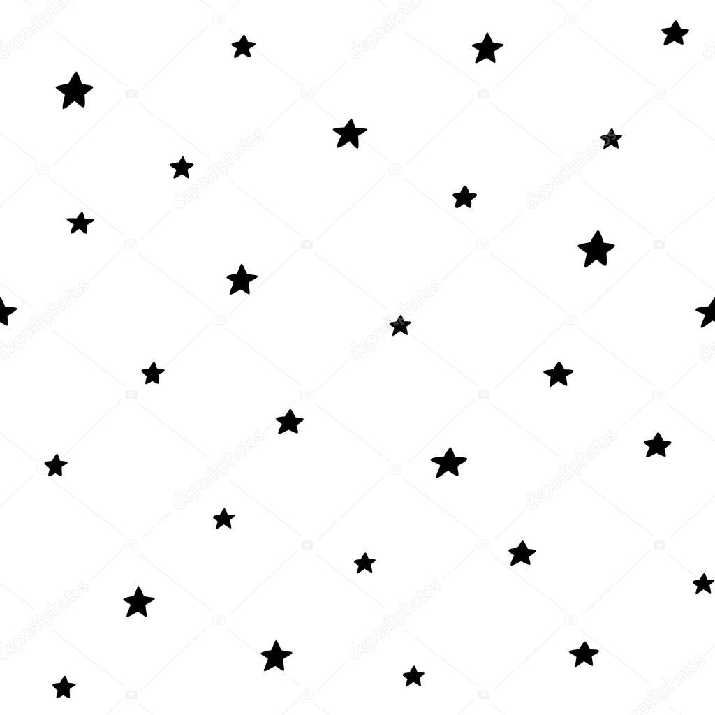 Seamless pattern with stars. Hand drawn vector illustration.