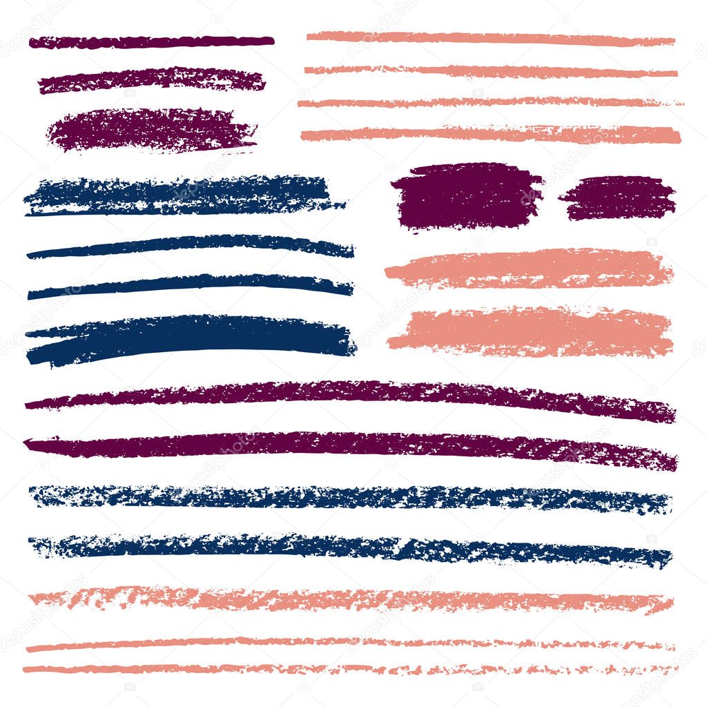 Set of brush strokes of pencil or pastel. Doodle with crayons.Vector illustration.