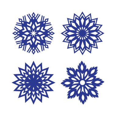 Bir dizi kar tanesi. vektör illüstrasyonu.